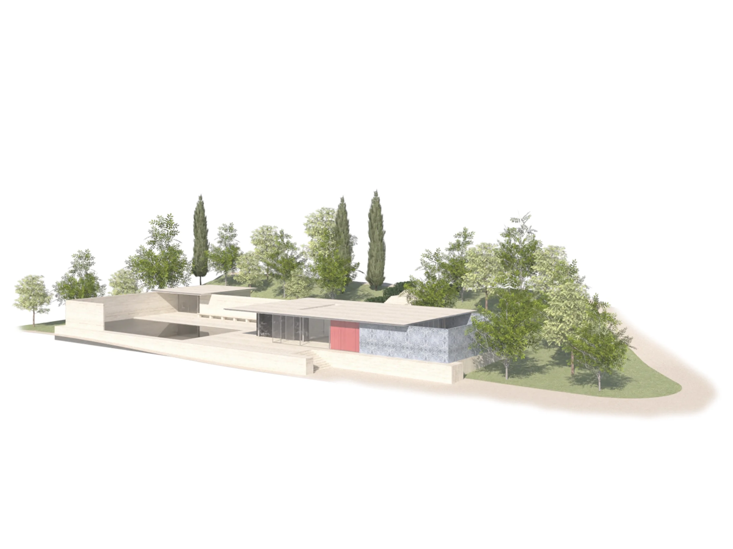 Joan Artero - Pavelló Alemany - Model 3D del conjunt i entorn vegetal